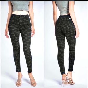 KanCan Polka Dot Navy Ankle Skinny Jeans Blue Size 5